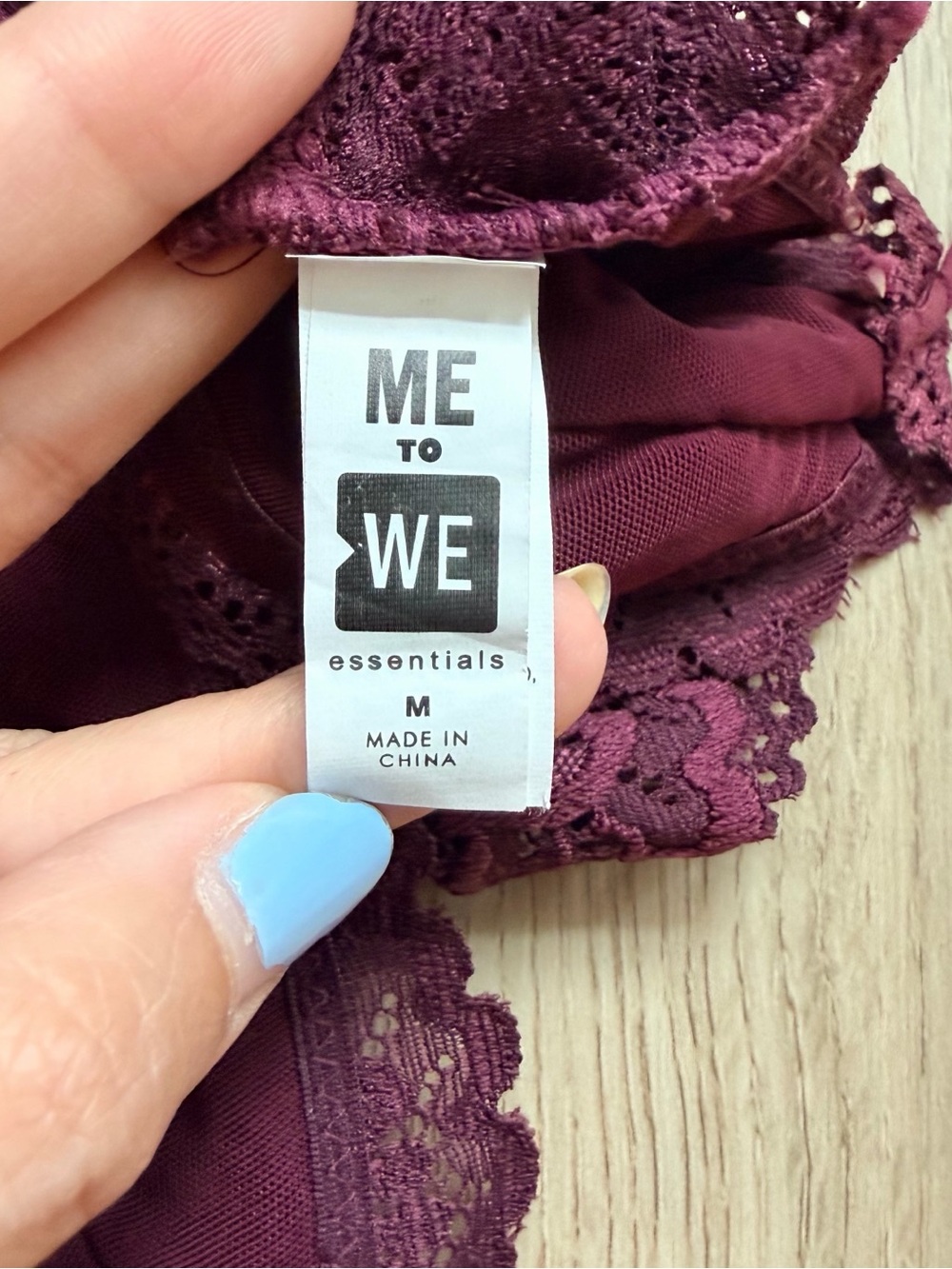 Me to We Burgundy Lace Longline Bralette - Picture 3 of 3
